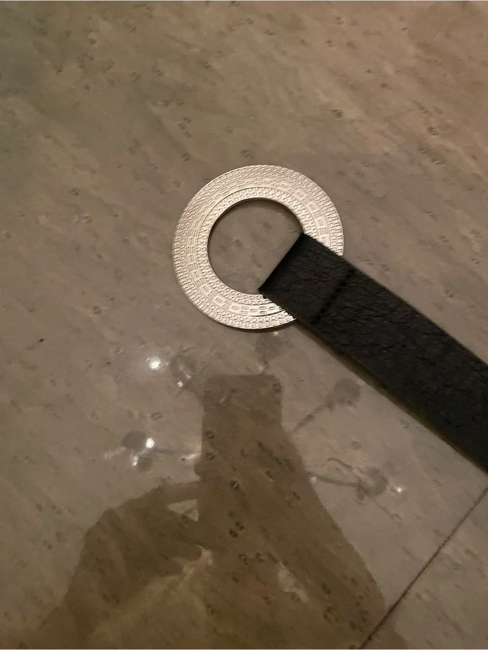 Susan Graver Black Belt with Decorative Crystal Ring Accent